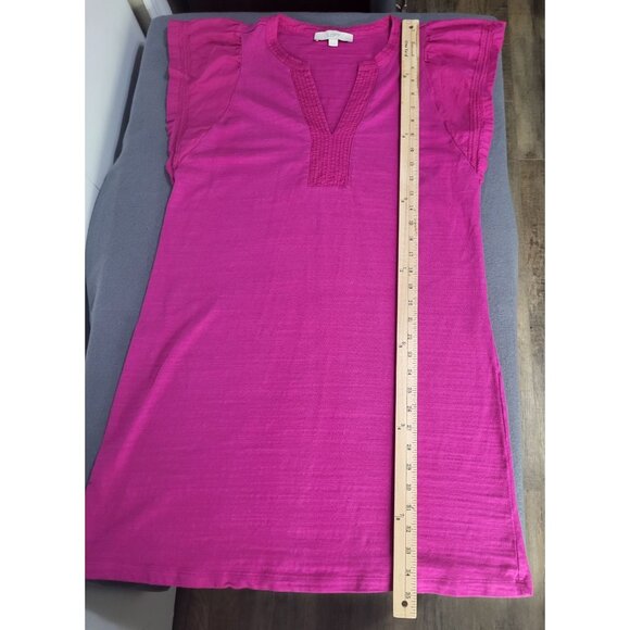 Ann Taylor LOFT Women's Medium Fuschia Flutter Sleeve Mini Dress - Picture 6 of 11